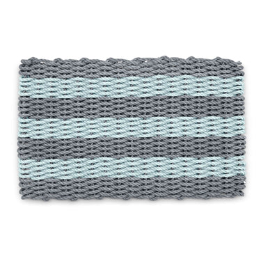 Best Doormat for Outside, Lobster Rope Doormat in Silver & Seafoam Cabana Stripes